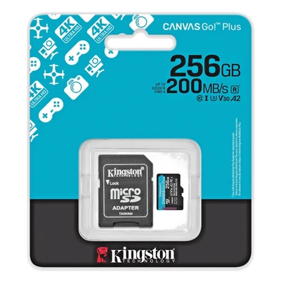 4k Kingston Canvas Go! Plus microSDXC 256GB Speicherkarte 200MB/s UHS-I U3 V30 - Bild 1 von 4