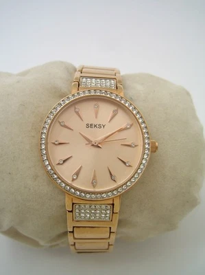 SEKSY WATCH BY SEKONDA  WOMENS 2739 GOLD STAINLESS STEEL CRYSTALS GENUINE 2 - Image 1 of 4