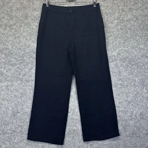 East linen wide leg crop trousers size UK 10 L26” women’s dark navy Casual Used - Picture 1 of 7