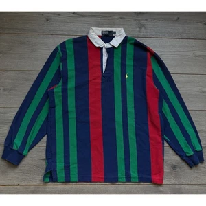 Vintage 1995 Polo by Ralph Lauren Long Sleeve Rugby Shirt Striped Mens L - Picture 1 of 6