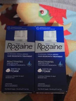 Lote de 2 Rogaine 5% Minoxidil Tópico Aerosol Espuma Regeneración del Cabello 06/2026 Foto 1 de 3