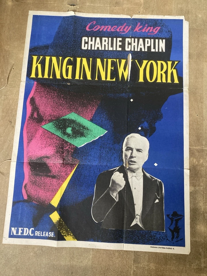 Seltenes Charlie Chaplin Indianer Poster König in New York Original ein Blatt - Bild 1 von 2
