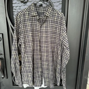 ROBERT BARAKETT Hemd Herren Größe Large schwarz grau Freizeit Knopfleiste Oberhemd - Bild 1 von 6