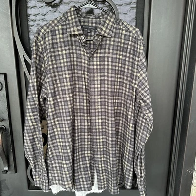 ROBERT BARAKETT Shirt Mens Size Large Black Gray Casual Button Up Dress Shirt - Image 1 of 4