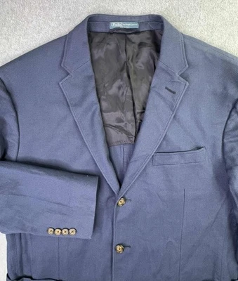 VTG Polo Ralph Lauren Yale Sport Coat Mens 46R Navy Unstructured Cotton Italy - Image 1 of 4
