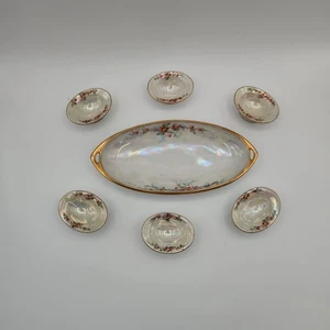 Royal Rudolstadt Prussia Celery/Bread Plate Berry & Vine Gold Opalescent - Picture 1 of 24