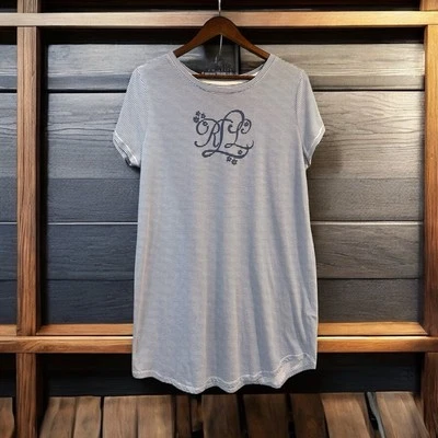 Lauren Ralph Lauren Blue/White Stripe Cotton Blend Nightgown Sleep Shirt Sz L - Image 1 of 4