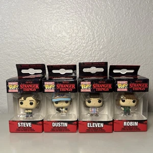Funko Pocket Pop! Netflix Stranger Things Lot Set (4) ELEVEN DUSTIN ROBIN STEVE - Picture 1 of 8