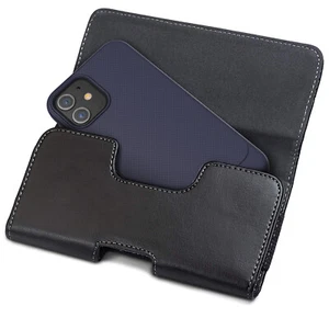 iPhone 12 Mini Holster Pouch, Secure PU Leather Belt Clip Holder Case Compatible - Picture 1 of 8