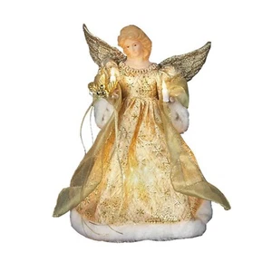 Kurt Adler UL 10-Light 12-Inch Gold Dress Angel Treetop 12in - Picture 1 of 1