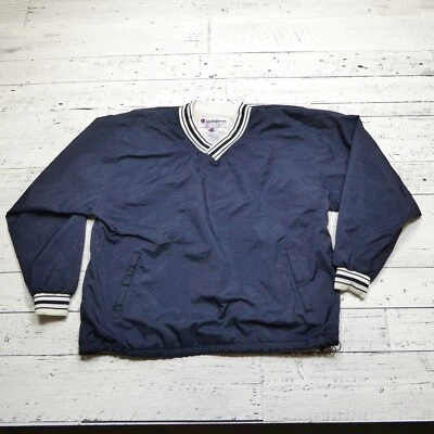 Chaqueta cortavientos Champion vintage para hombre grande azul forrada de algodón cuello en V pulóver Foto 1 de 4