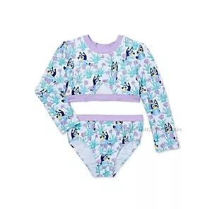 Disney BLUEY Swimsuit Toddler Girls Rash Guard Shirt Set Tankini Size 2 3 4 NWT - Picture 1 of 4