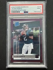 Jalen Hurts 2020 Donruss Rated Rookie Purple Season Stat Line Rookie 10/69 PSA 9