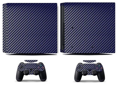 Blue Carbon Fiber Vinyl Skin Sticker Cover for Sony PS4 Pro PlayStation 4 Pro - Image 1 of 2
