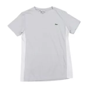 Lacoste Sport T Shirt Mens Medium M 4 Grey White Crew Neck Tech Logo T-Shirt Tee - Picture 1 of 6