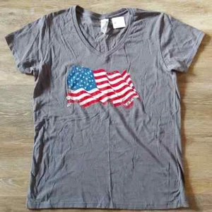 NWT American Flag Graphic Women's V-Neck T-Shirt Size L - Picture 1 of 5
