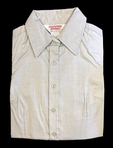 Executive Apparel Women's Silver Blouse 100% Cotton Short Sleeve Oxford Size XS - Picture 1 of 5