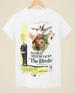 CAMISETA BLANCA UNISEX INSPIRADA EN PÓSTER DE PELÍCULA THE BIRDS - Imagen 1 de 1