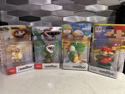 Mario Bros Amiibo Lote De 4 - Wooly World Piranha 30 Aniversario Cat Mario Foto 1 de 4