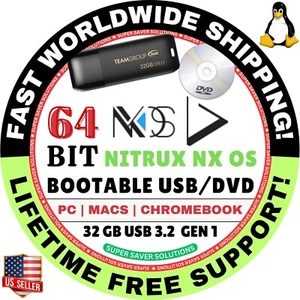 NITRUX NX LINUX OS ALL VERSIONS 64-Bit Live Boot USB, Full Install for MAC, PC - Picture 1 of 5