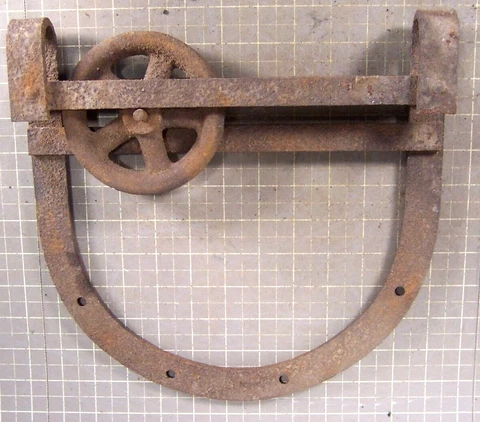 One (1) Vintage Cast Iron Barn Door Pulley Hanger Slider (E) Cover