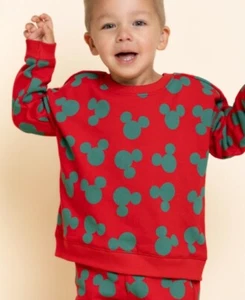 New MONICA + ANDY Kids Red Mickey Mouse Disney Holiday Sweatshirt Top 4 4T - Picture 1 of 5