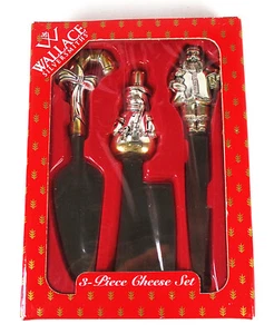 Wallace Silversmiths Silverplated 3 Piece Cheese Set Christmas Holiday New - Picture 1 of 5