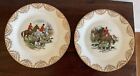 Gorgeous Pair Of Vintage Bone China Fox Hunting Scene Decorative Plates- England