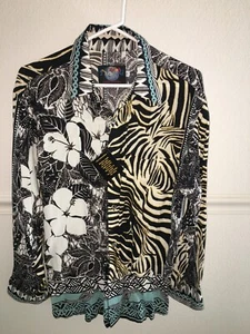 MENS NEW NWT JAMS WORLD BLACK BLUE RAYON HAWAIIAN ISLAND ALOHA SHIRT SIZE S 40" - Picture 1 of 4