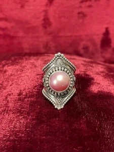 Artisan, Handmade 92.5 Sterling Silver, Mabe Pink/Lavender Pearl - Picture 1 of 3