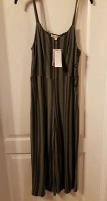 Mono Jolt Sin Mangas Verde Oliva Negro Pierna Ancha Rayas-Pequeño Nuevo con Etiquetas ($53) Foto 1 de 4