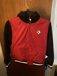 Converse Jugend Vintage Style rot und schwarz Varsity Kapuzenjacke - Größe M - Bild 1 von 10