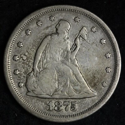 1875-S Seated Liberty Silver Twenty Cent Piece FINE+ E321 VPM - Image 1 of 2