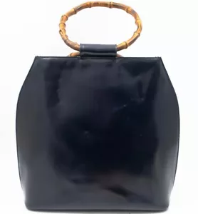 GUCCI ORIGINAL BAMBUS BAMBOO HANDTASCHE HAND BAG TASCHE LACKLEDER GROß NAVY RARE - Bild 1 von 17