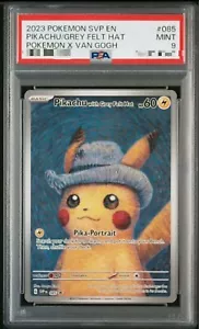 2023 Pokemon x Van Gogh Pikachu with Grey Felt Hat #085 Promo PSA 9 MINT - Picture 1 of 2