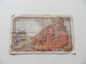 MONNAIE PAPIER BILLET DE 20 FRANCS PECHEUR TYPE 1944.F. COLLECTION TTB - Picture 1 of 2