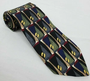 ZIGGURAT by Mulberry Multi-Color Abstract Geometric 100% Silk Neck Tie- DESIGNER - Picture 1 of 8
