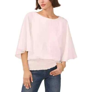 Sam and Jess Women's Butterfly Sleeve Smocked Waist Slouchy Blouse Sz XS, Pink - Picture 1 of 6