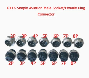GX16-2/3/4/5/6/7/8/9P Simple Aviation Male Socket/Female Plug Connector 2-9Core - Picture 1 of 25