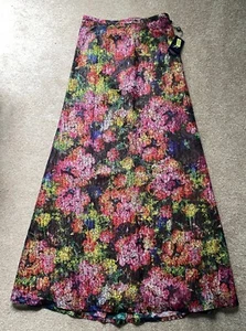 NWT Adrianna Papell Full Length A-Line Skirt, Floral w/ Sequins, Lined, Size 4 - Picture 1 of 3