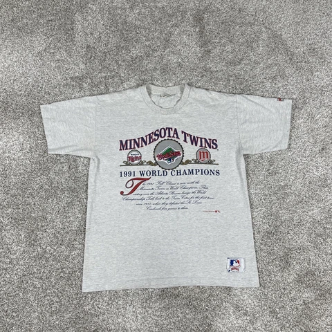 VINTAGE Minnesota Twins Shirt Men Extra Large Grey World Series MLB Baseball 90s Cover