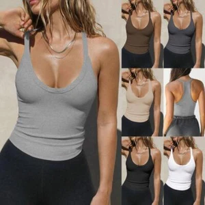 Women Sexy Tops Vest Ladies Sleeveless Casual Slim T-Shirt Camisole Holiday - Picture 1 of 17