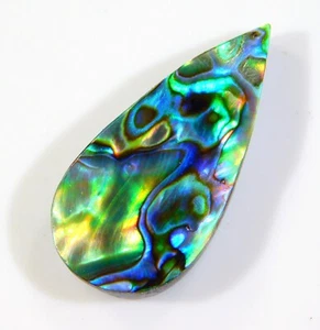 21 CT SUPERB NATURAL RAINBOW FIRE ABALONE SHELL PEAR CABOCHON GEMSTONE CH=381 - Picture 1 of 6