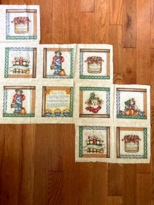 Fall Autumn Squares (10) Fabric Remnant Cut & Sew Cotton Dianna Marcum VTG - Image 1 of 3