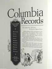 1920 Columbia Graphophone advertisement page, record player, opera stars
