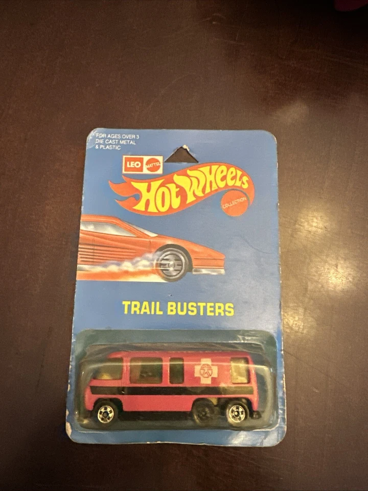 HTF Hot Wheels Leo India Trail Busters GMC Motorhome #9645 Pink Error Card Rough - Image 1 of 4