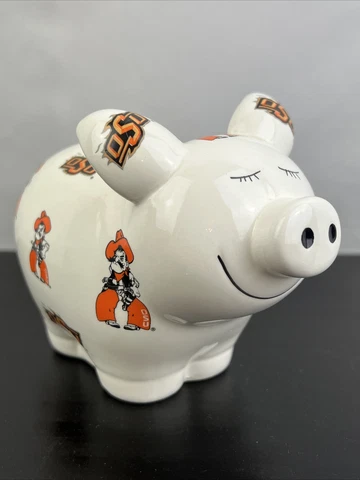 OSU Oklahoma State Cowboys Piggy Bank Ceramic Pistol Pete Mascot Chipped Ear Cover