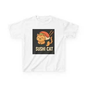 Cute Sushi Cat Kids Tee, Fun Graphic T-Shirt for Children, Gift - Picture 1 of 5