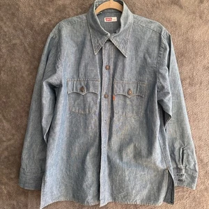 Levi's Orange Tab Chambray Jean Shirt Jacket Large 90s Vtg 70s Style Denim - Picture 1 of 12