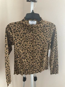 OLD NAVY GIRLS LONG SLEEVE SHIRT  CHEETAH HEART - Picture 1 of 3